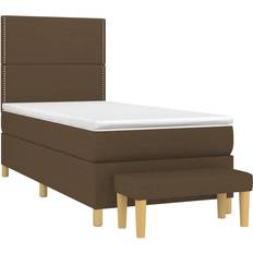Senge & Madrasser vidaXL Med Madras 90x200 cm Stof Mørkebrun Kontinentalseng