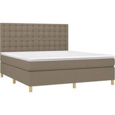 Senge & Madrasser vidaXL med LED-lys 160x200 cm Stof Gråbrun Kontinentalseng