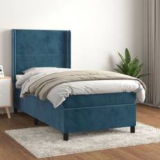 Senge & Madrasser vidaXL Med Madras 90x190 cm Fløjl Mørkeblå Kontinentalseng