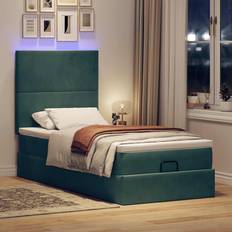 Senge & Madrasser vidaXL Osmannisk Med Madrasser 90x200 cm Fløjl Mørkegrøn Sengeramme