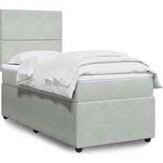 vidaXL Ramsäng Med Madrass Ljusgrå 100x200 cm Kontinentalsäng