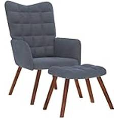 vidaXL Relaxsessel Mit Hocker Dunkelgrau Samt Sessel