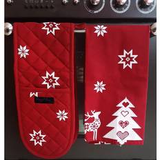 Symple Stuff Oven Mitt 85 cm W - Pot Holders Red, White