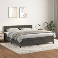 VidaXL 180cm Kontinentalsängar vidaXL Ramsäng Med Madrass Mörkgrå 180x200 cm Kontinentalsäng