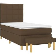 Senge & Madrasser vidaXL Med Madras 90x200 cm Stof Mørkebrun Kontinentalseng