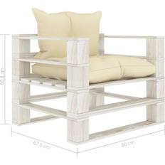 Træ Sofaer vidaXL Garten-Palettensofa mit Kissen Creme Holz Sofa