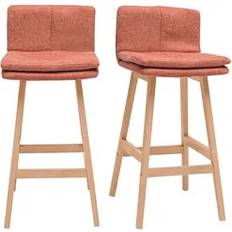 Oui Tabourets de bar Miliboo En Tissu Effet Velours Texturé Terracotta Et Bois JOAN Tabouret de bar 2pcs