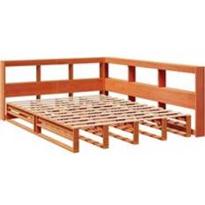 Senge & Madrasser vidaXL Seng Med Reol Uden Madras 150x200 cm Massivt Fyrretræ Gyldenbrun Sengeramme