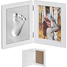 Relaxdays Babybilderrahmen Mit Gipsabdruck 2 x