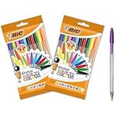 Multicoloured Correction Tape & Fluid Bic Flerfärgad Kulspetspenna Set med 2 Fickor med 10 st