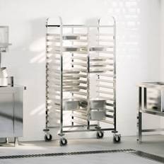 Silver Trolley Tables vidaXL Tray with 32 GN Containers 75 x 55 x 162.5 cm Trolley Table