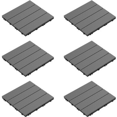 Pure Garden Interlocking Deck Tiles 6-Pack Wood Plastic Composite Patio Tiles Outdoor Flooring for Balcony, Porch Wayfair M150389 Gray (Tile)