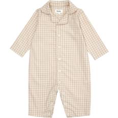 GOTS (Global Organic Textile Standard) Pysjamaser Lalaby Baby Classic PJ Suit - Beige Gingham