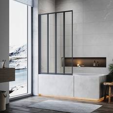 Matte Black Folding Bathtub Shower Door 35.4 x 90 mm W