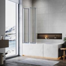 Chrome Tub Door 35.4 x 55.12 in with Four Plates
