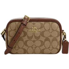 Coach Canvas Handbags Coach Mini Jamie Camera Bag In Signature Canvas - Gold/Khaki Saddle