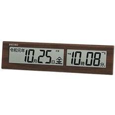 Brune Bordklokker Seiko Wood Grain Pattern Radio Tea Table Clock