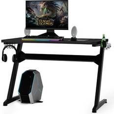 Gaming Accessories Gymax Z Shape Gaming Desk 48.5 x 23.5 x 30 in