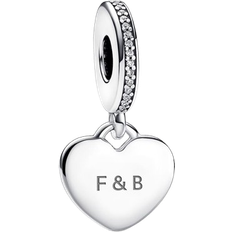 Pandora Engravable Heart Tag Dangle Charm - Silver/Transparent
