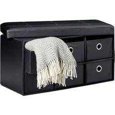 Leathers Storage Benches B2X Bænk Med Opbevaring Black Storage Bench 76x38cm
