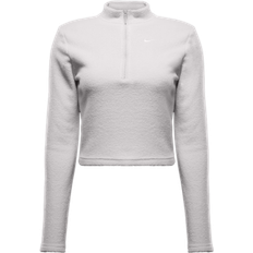 Rayón Tops Nike Sportswear Phoenix Plush Women's Slim Long Sleeve Cozy Fleece 1/2 Zip Top - Light Orewood Brown/Sail