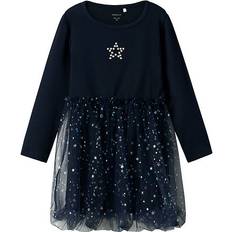 Estrellas Ropa de niños Name It Long Sleeved Dress - Dark Sapphire (13231114)