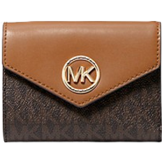 Michael Kors Greenwich Medium Signature Logo and Leather Tri Fold Envelope Wallet - Brown/Acorn