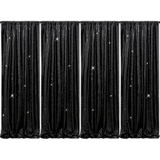Black Doorway Party Curtains B-COOL Black Glitter Curtains Drapes 2FT x 8FT