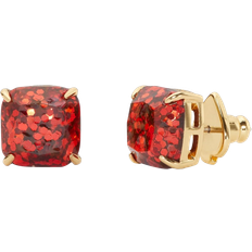 Kate Spade Mini Small Square Studs Earrings - Gold/Red