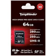 64 GB - SDXC - UHS-II - V90 Hukommelseskort Voigtländer Pro High-Speed ​​SDXC Class 10 UHS-II U3 ​​V90 280/250MB/s 64GB