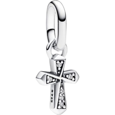 Pandora ME Sparkling Cross Mini Dangle Charm - Silver/Transparent