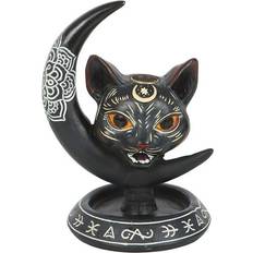 Candlesticks Something Different Black Cat & Moon Backflow Incense Burner Black Candlestick 15.5cm