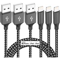 Mobile Phone Cleaning Bkayp iPhone Charger 3 Pack 10 ft Apple MFi Certified Lightning Nylon Braided Cable Fast Charging Cord Compatible with iPhone 13 12 11 Pro Max XR XS X 8 7 6 Plus SE iPad and More