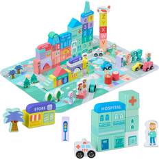 Relaxdays Wooden Building Blocks City 108pcs