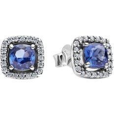 Argento - Orecchini a Perno Pandora Sparkling Halo Stud Earrings - Silver/Blue/Transparent