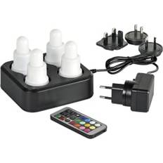 genopladelige LED indsats, farvet lys, 4 stk.