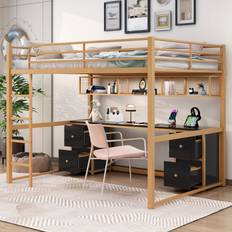 Lostcat Full Size Loft Bed with Desk