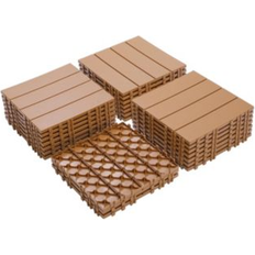 Simplie Fun Streamdale Furniture Plastic Interlocking Deck Tiles, 11.8" x11.8" (Pack of 44) Patio Flooring Outdoor Waterproof All Weather Use for Garden Poolside Burly wood (1 Count)