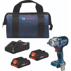 Bosch Battery Impact Wrenches Bosch GDS18V-330CB25 18V Brushless Connected-Ready 1/2 In. Mid-Torque Impact Wrench Kit with Friction Ring and Thru-Hole and (2) CORE18V 4 Ah Advanced Power Batteries