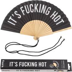 Black Globes Fisura Original Folding Fan with Message Hot Black Globe