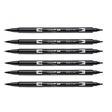 Tombow Dual Brush Pen Black 6 pcs