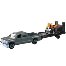 Scale Models & Model Kits New Ray 19535A New-Ray Replica 1:43 Trk/Trailer/Bike Chevy Silver/Bike Orange