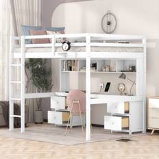 Merax Full Size Loft Bed with Desk