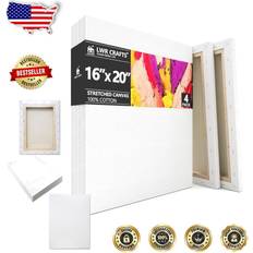 White Canvas Stretched Canvas Pack 16 x 20 in Set of 4