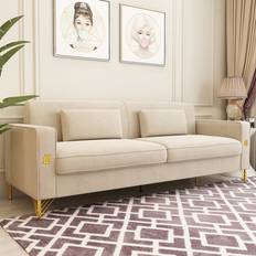 Mercer41 Deondry Beige Sofa 85.6" 3 Seater