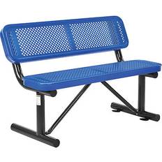 Blue Outdoor Sofas & Benches Global Industrial Outdoor Steel with Backrest 4 ft Garden Bench