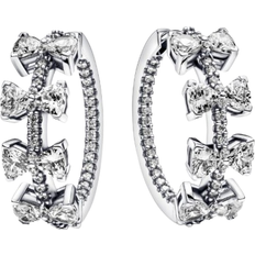 Pandora Sparkling Bow Row Hoop Earrings - Silver/Transparent