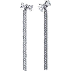 Pandora Pavé Bow Drop Earrings - Silver/Transparent