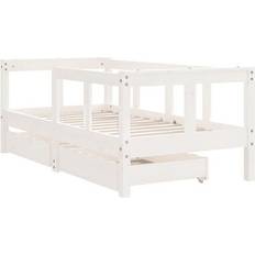 Negro Camas vidaXL Estructura Cama Niños Con Cajones Madera Pino 70x140 cm 29.9x58.1"