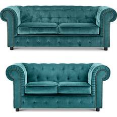 Furnishings For Less UK Ashbourne Teal Sofa 206cm 2pcs 2 Seater, 3 Seater